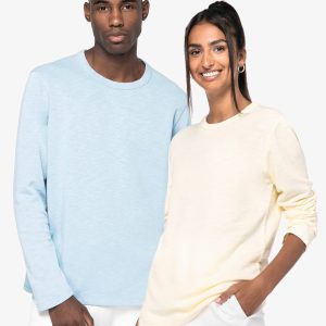 Sweat-shirt écoresponsable à col rond délavé French Terry unisexe