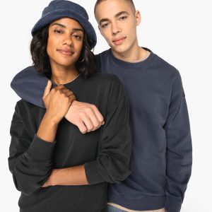 Sweat-shirt écoresponsable à col rond délavé oversize unisexe